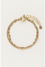 My Jewellery Driedubbele gevarieerde armband - goud