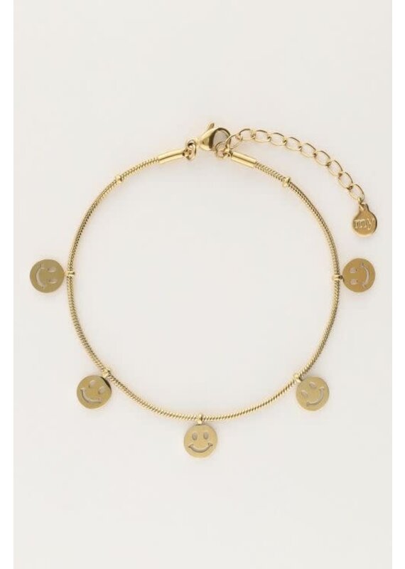 My Jewellery Armband met smiley bedels - goud