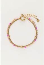 My Jewellery Driedubbele armband met roze kralen