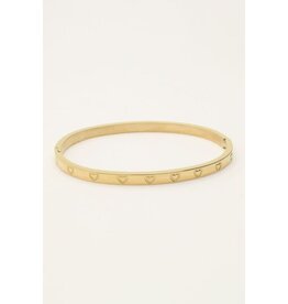 My Jewellery My Jewellery - Bangle met gegraveerde hartjes - goud