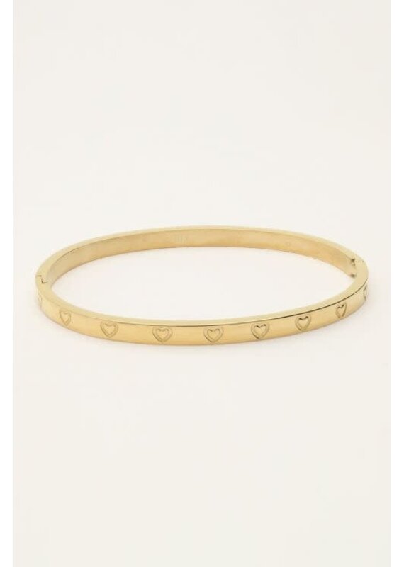 My Jewellery Bangle met gegraveerde hartjes - goud