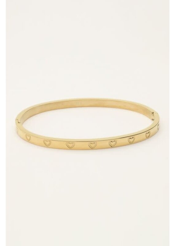 My Jewellery My Jewellery - Bangle met gegraveerde hartjes - goud