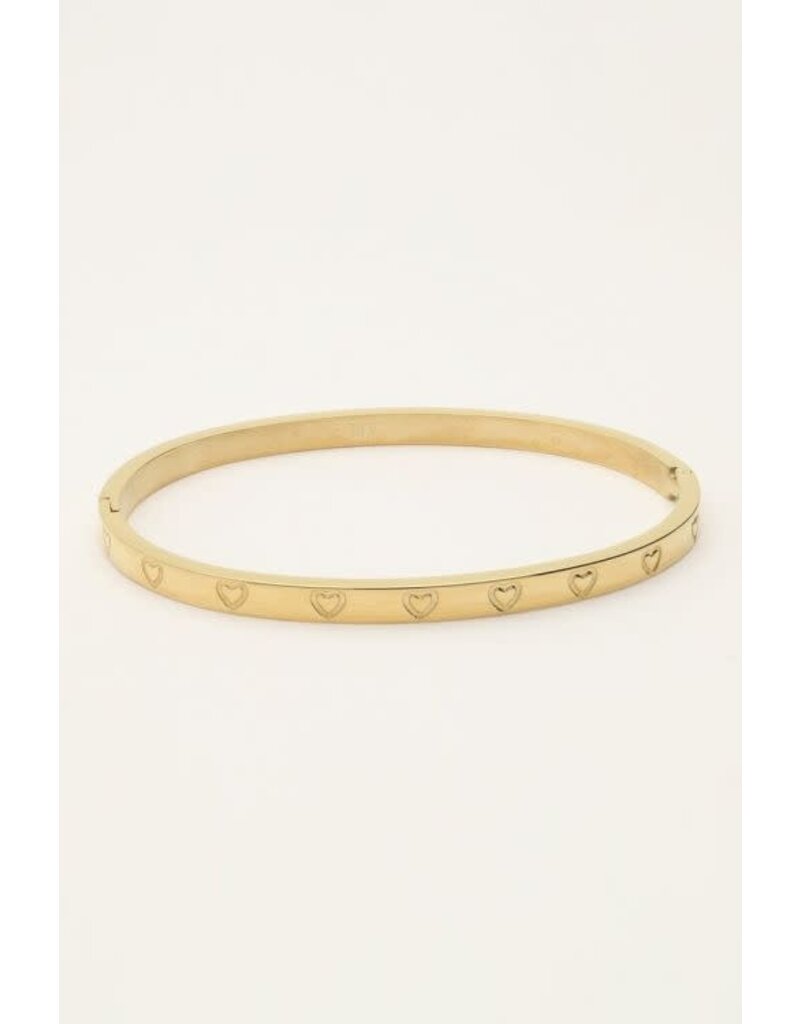 My Jewellery My Jewellery - Bangle met gegraveerde hartjes - goud