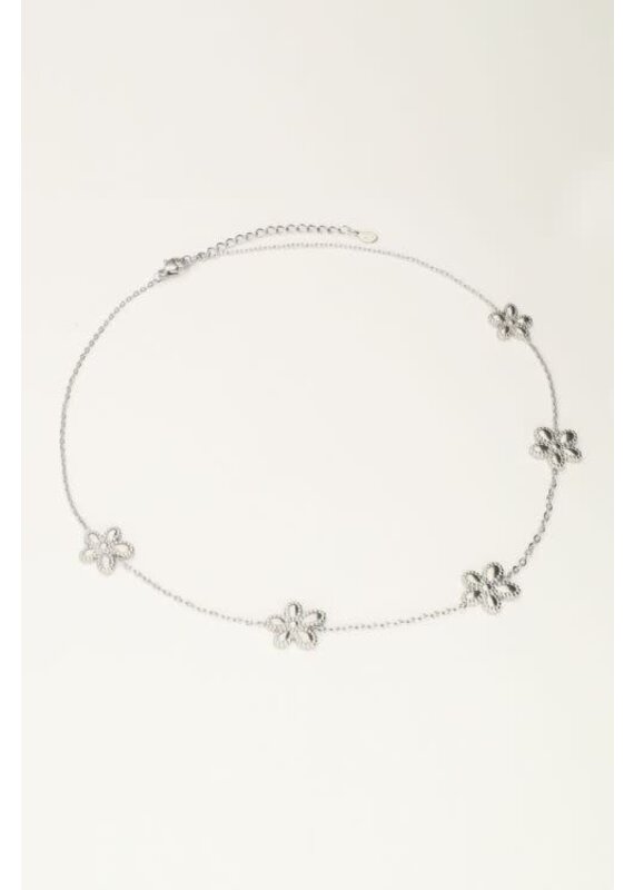 My Jewellery Island ketting met 5 bloemen - zilver