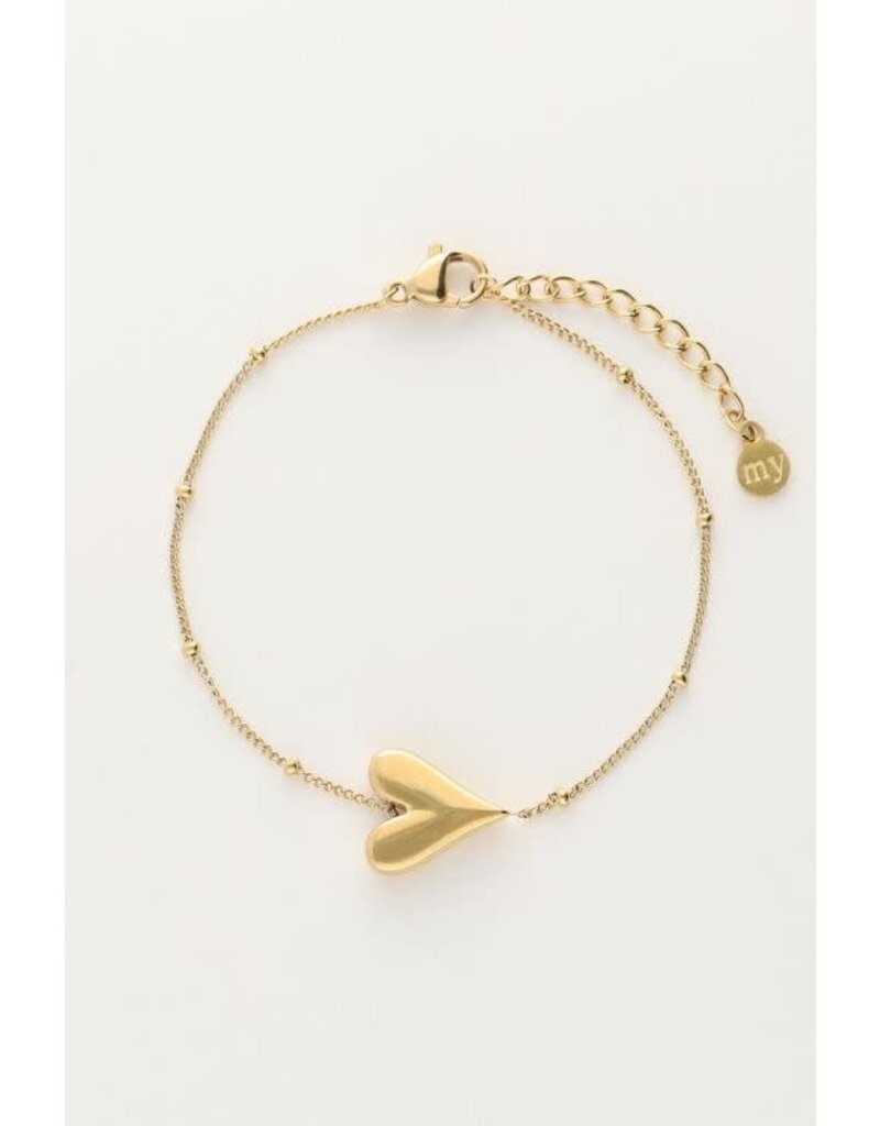 My Jewellery Armband met hartje en bolletjes - goud