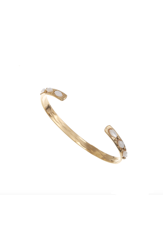 21Jewelz Dunne bangle met witte steentjes - goud