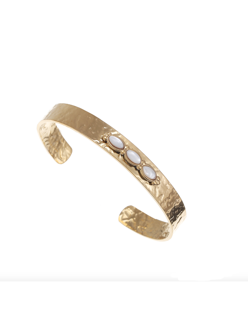 21Jewelz Brede bangle met steentjes - wit