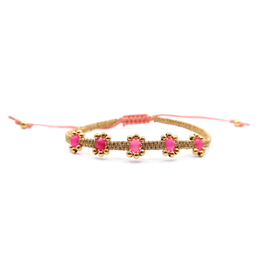 21Jewelz Geknoopt armbandje met bloem - roze/goud