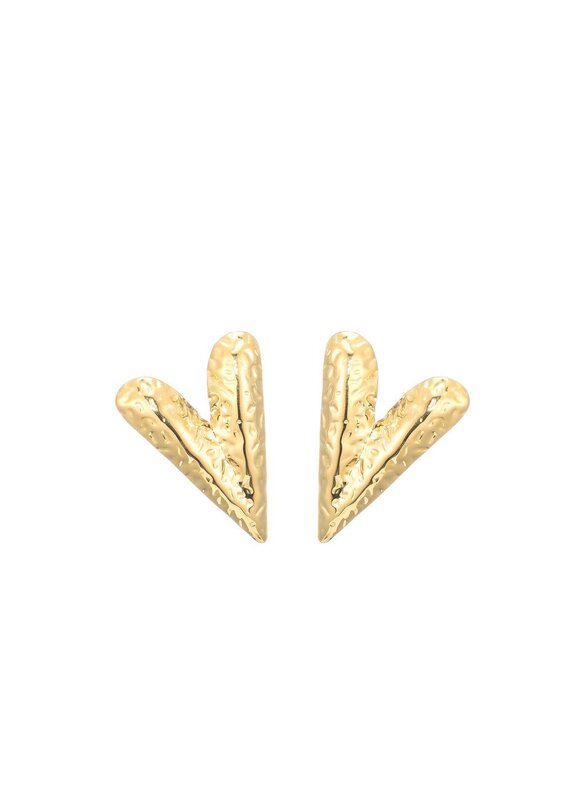 21Jewelz Hartjes studs met structuur - goud