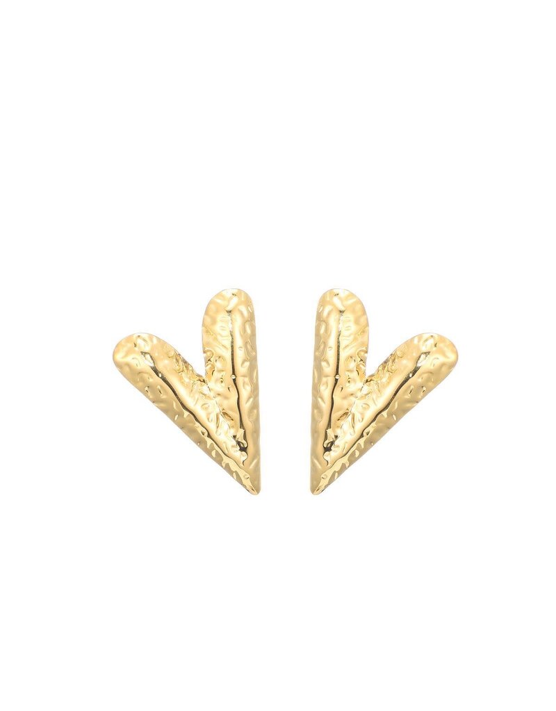 21Jewelz Hartjes studs met structuur - goud