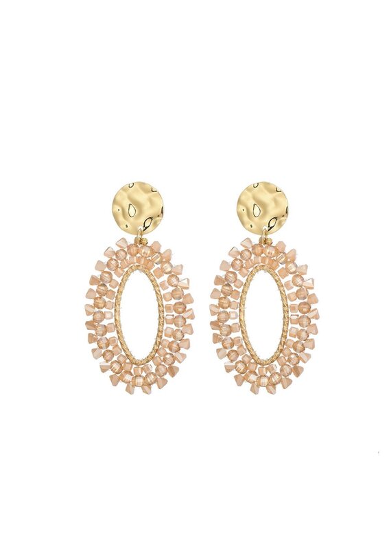 21Jewelz Ovale beige kralen statement oorbellen