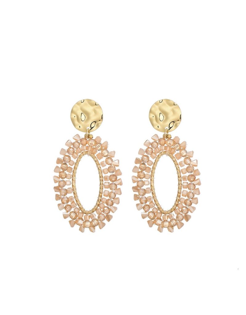 21Jewelz Ovale beige kralen statement oorbellen