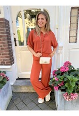 21Jewelz Casual fit blouse met korte mouwen - roest