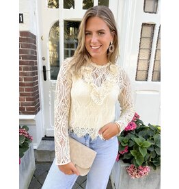 21Jewelz Kanten blouse met volant - beige