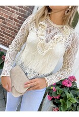 21Jewelz Kanten blouse met volant - beige