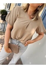 21Jewelz Basic blouse met korte pofmouwen - camel