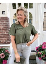 21Jewelz Basic blouse met korte pofmouwen - army