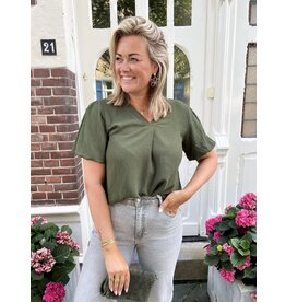 21Jewelz Basic blouse met korte pofmouwen - army