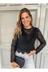 21Jewelz Kanten blouse met volant - zwart