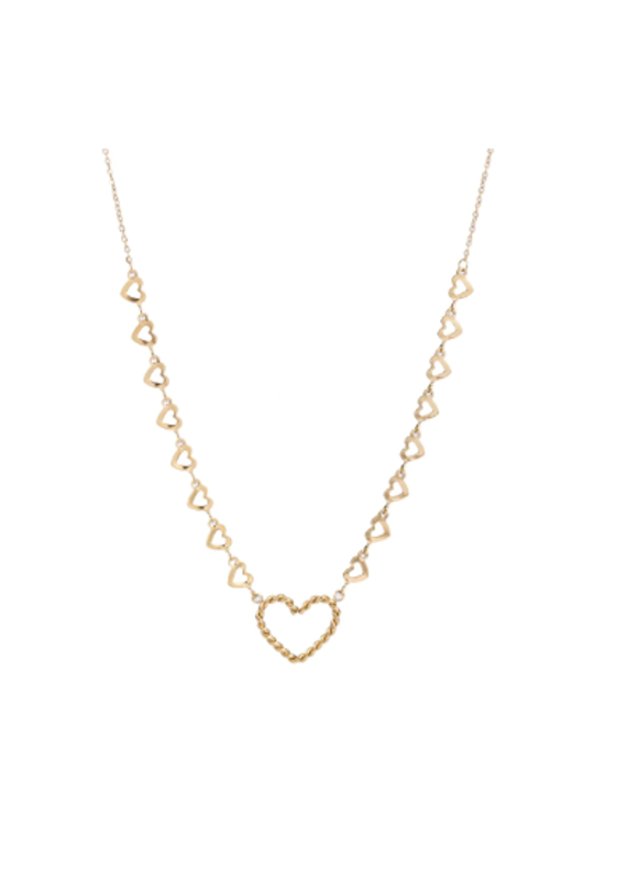 Go Dutch Label D&E - Ketting met (kleine) hartjes - goud