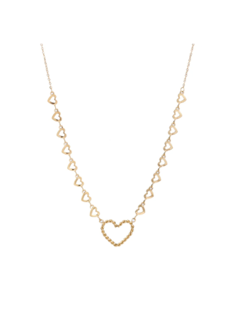 Go Dutch Label D&E - Ketting met (kleine) hartjes - goud