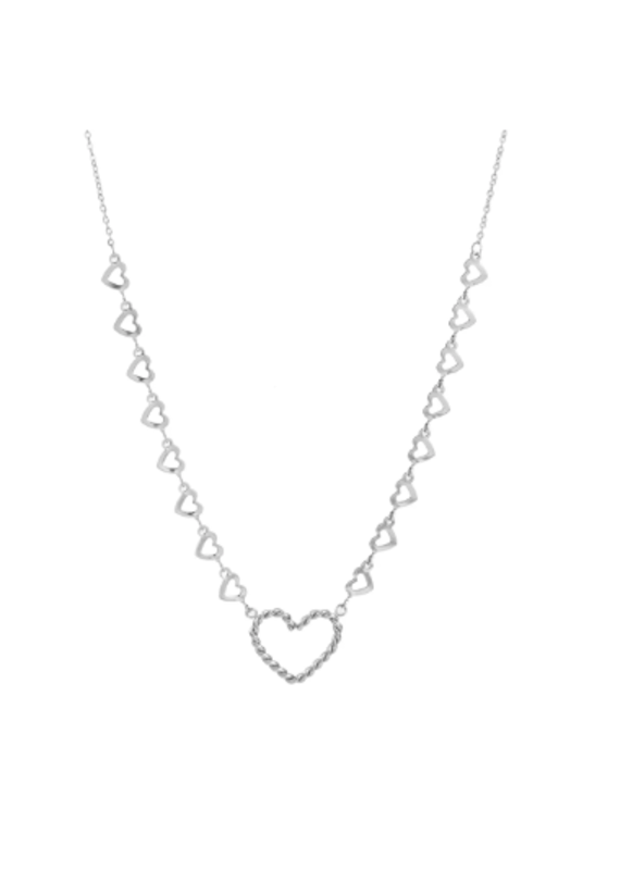 Go Dutch Label D&E - Ketting met (kleine) hartjes - zilver