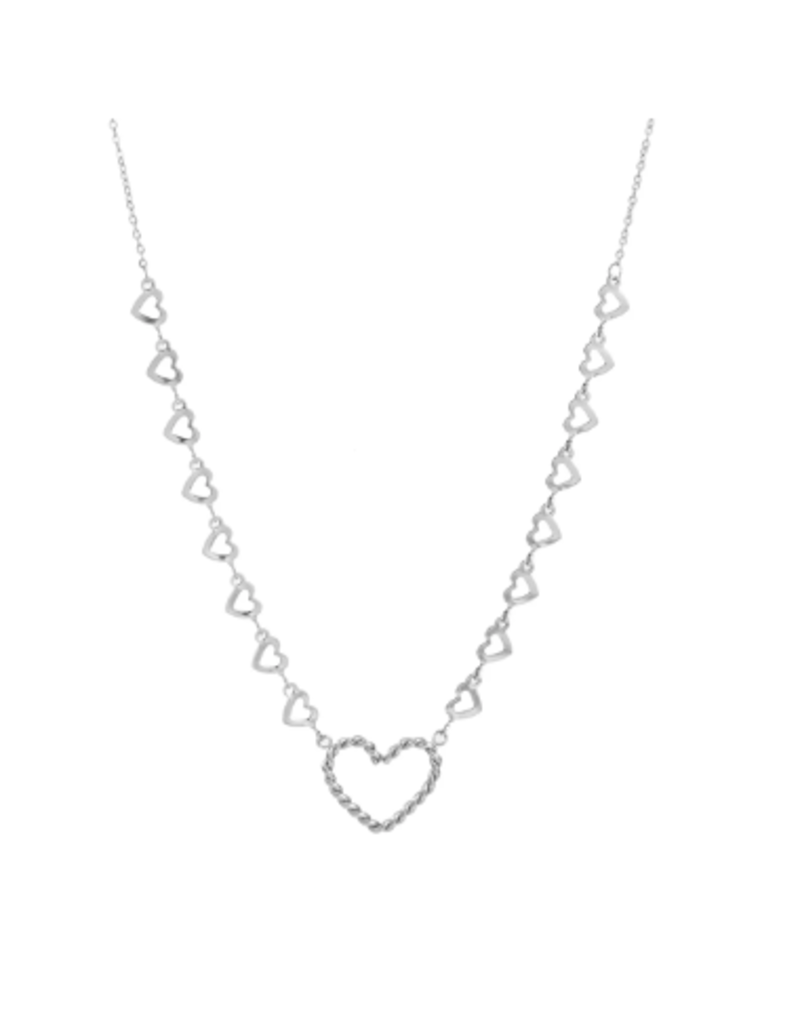 Go Dutch Label D&E - Ketting met (kleine) hartjes - zilver