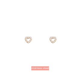Go Dutch Label D&E - Hartjes studs met parels - goud