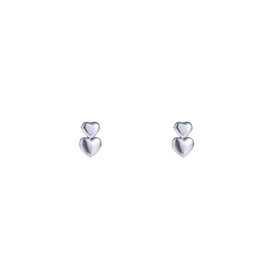 Go Dutch Label D&E - Studs met twee hartjes - zilver