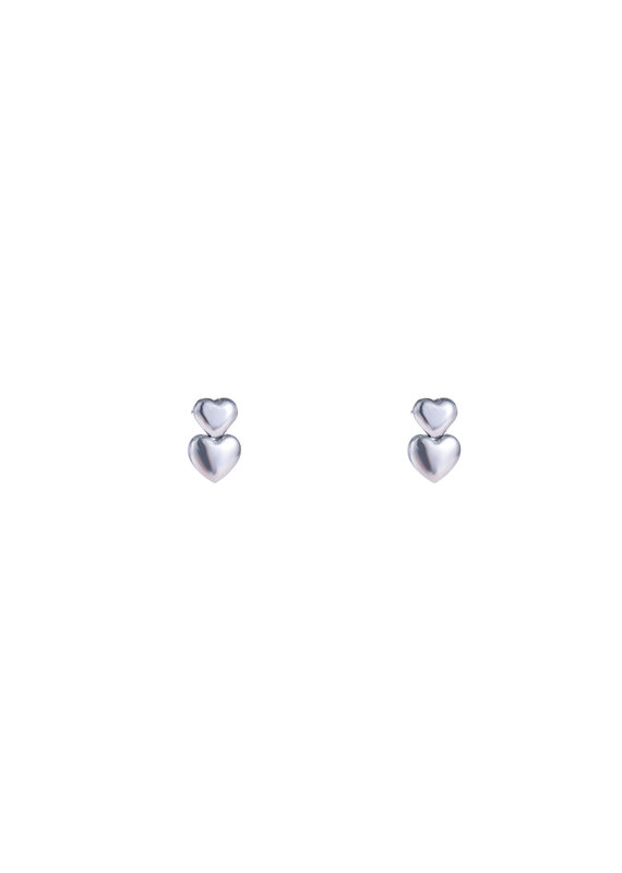 Go Dutch Label D&E - Studs met twee hartjes - zilver