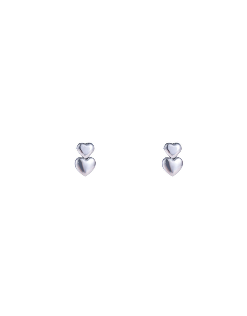 Go Dutch Label D&E - Studs met twee hartjes - zilver