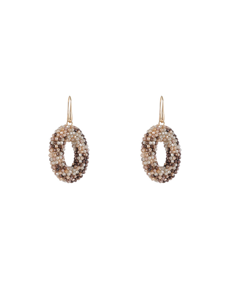 Go Dutch Label D&E - Kleine ronde statement oorbellen - beige/taupe