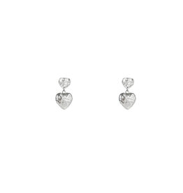 Go Dutch Label D&E - Dubbele hartjes met grove textuur - zilver