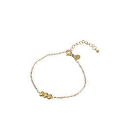 Go Dutch Label D&E - Armbandje met drie hartjes - goud