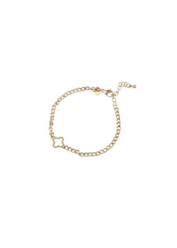 Go Dutch Label D&E - Schakelarmband met klaver - goud