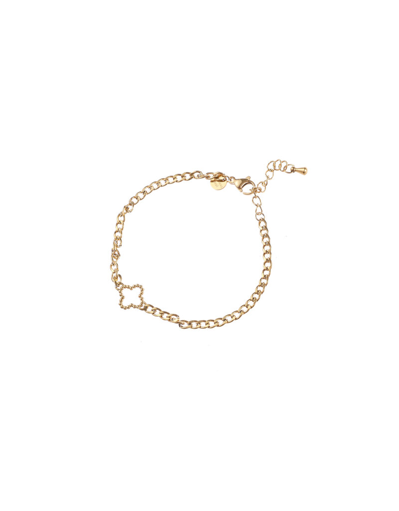 Go Dutch Label D&E - Schakelarmband met klaver - goud