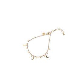 Go Dutch Label D&E - Armbandje met maantjes en bolletjes - goud