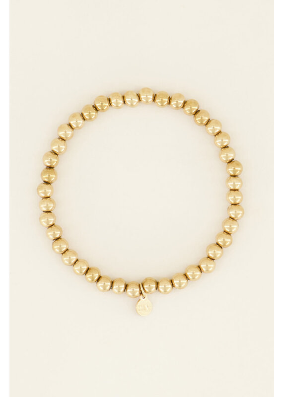My Jewellery My Jewellery - Stretch armband stalen kralen - goud