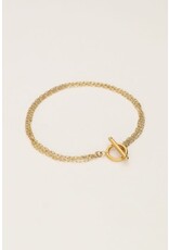 My Jewellery My Jewellery | Minimalistische armband met 4 kettinkjes en slotje - goud