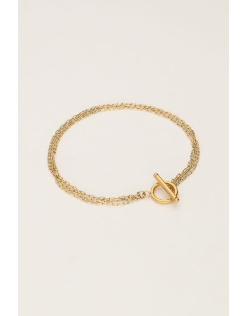 My Jewellery My Jewellery | Minimalistische armband met 4 kettinkjes en slotje - goud