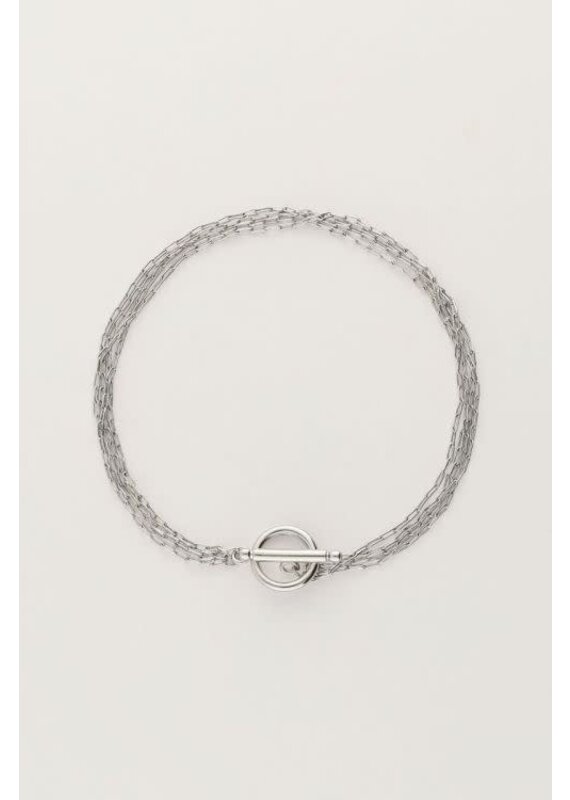 My Jewellery Minimalistische armband met 4 kettinkjes en slotje - zilver