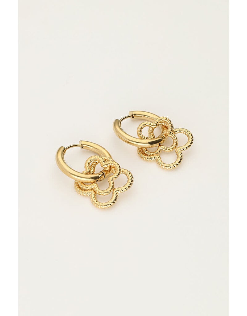 My Jewellery Oorringen met dubbele klaver - goud
