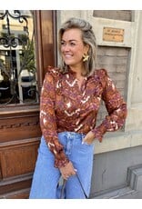 21Jewelz Blouse met print en smock mouwtje - roest