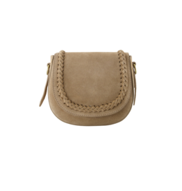 21Jewelz Ronde tas met gevlochten detail - suede beige