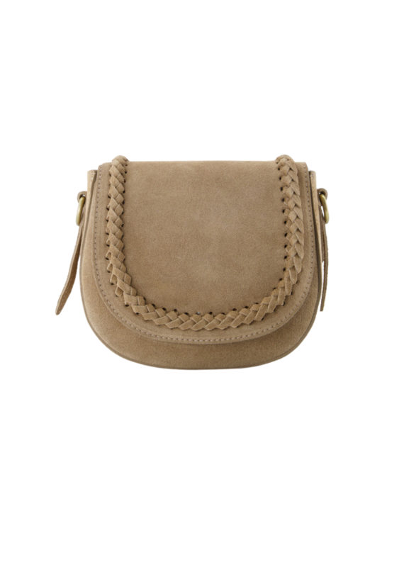 21Jewelz Ronde tas met gevlochten detail - suede beige