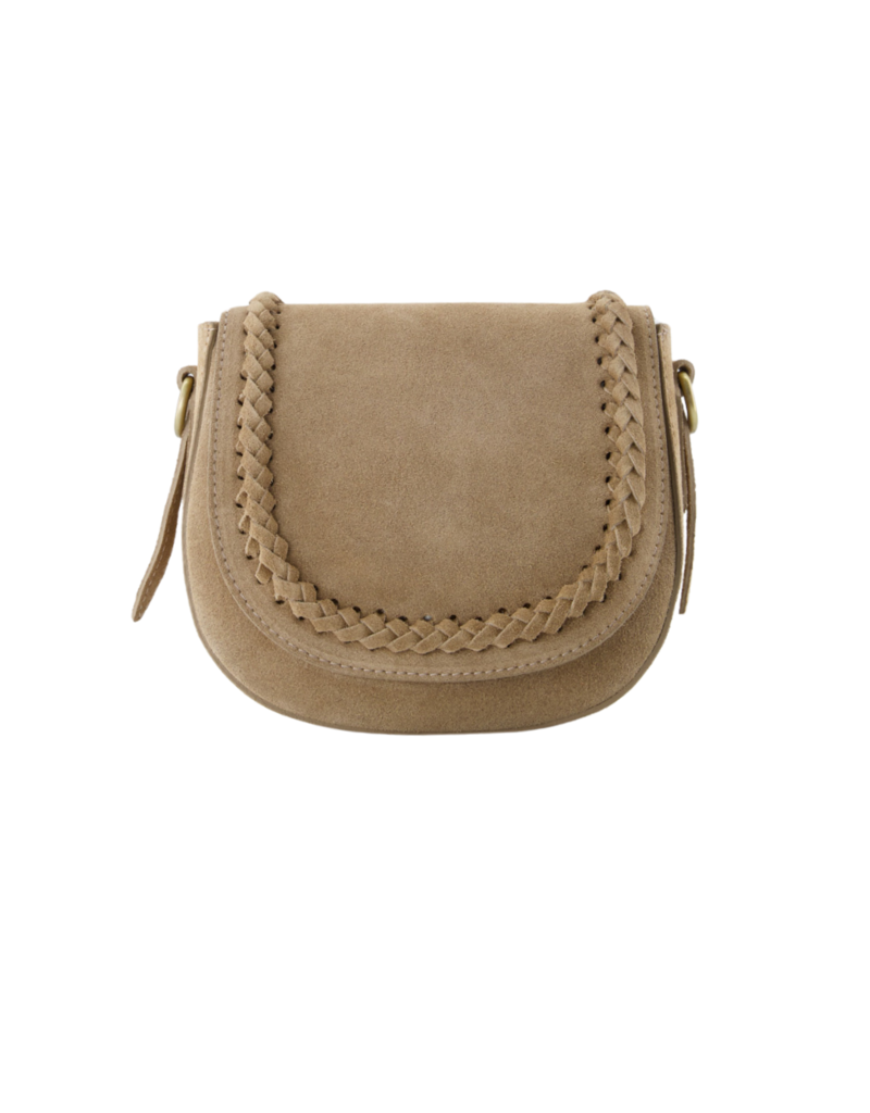 21Jewelz Ronde tas met gevlochten detail - suede beige