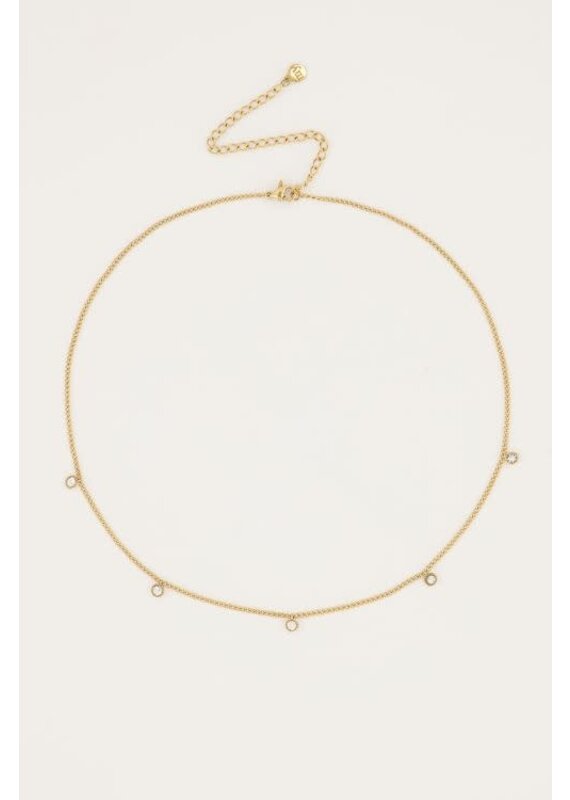 My Jewellery My Jewellery | Ketting vijf strass steentjes - goud