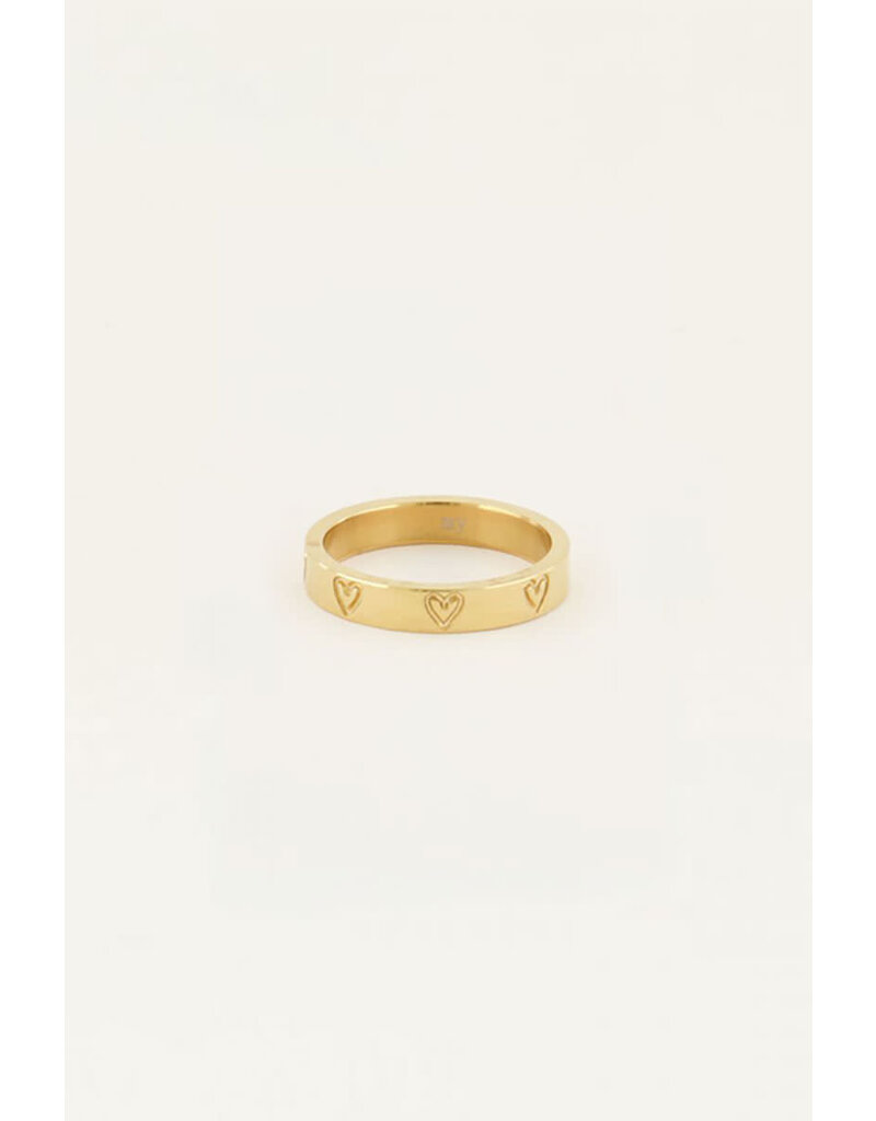 My Jewellery Ring met gegraveerde hartjes - goud