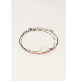 My Jewellery Minimalistische dubbele armband met parel hartje - zilver