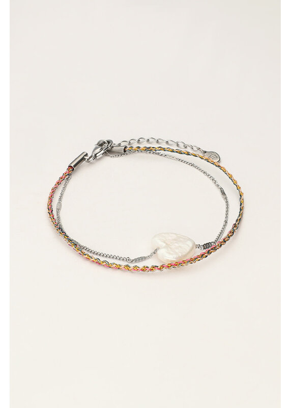 My Jewellery Minimalistische dubbele armband met parel hartje - zilver